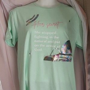 Mint Green Cotton Christian womens T shirt Armor Of God
